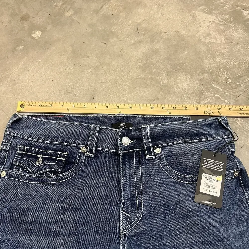 TRUE RELIGION Geno SN Flap Men’s Jeans Relaxed Slim Blue W34 L32 NWT